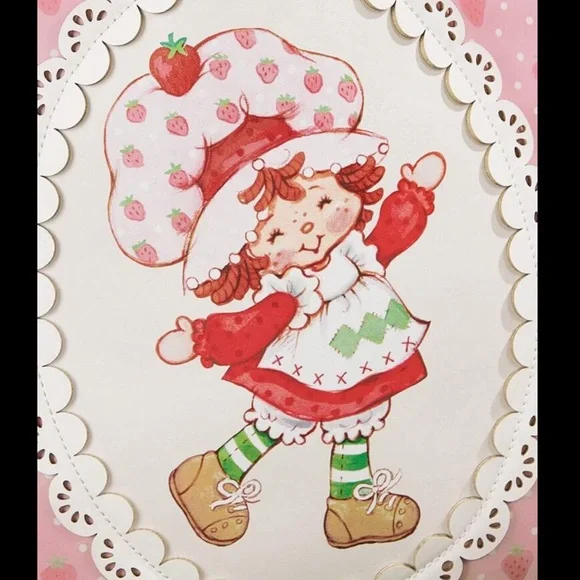 Strawberry Shortcake  Cute Cartoon Character & Strawberry & Lace Print Tote - Picture 6 of 9